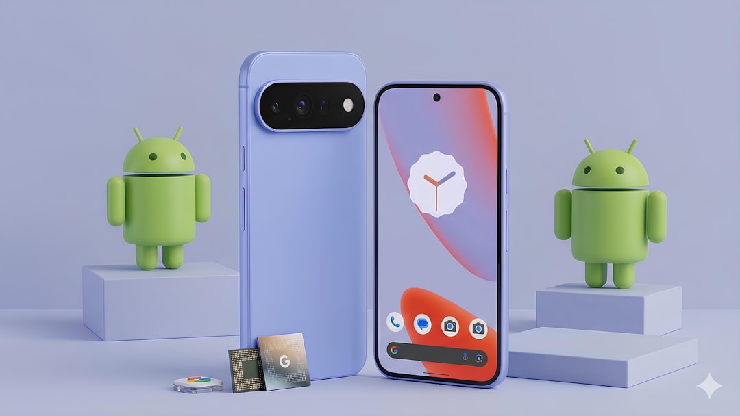 Two android robots flank a modern smartphone. — Photo by John Doe on Unsplash